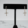 14K RG Diamond  Cross Hoop Earrings / 2.38gr /  / D-0.40Ct