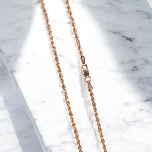 14K RG Rope Solid Chain / 6.72gr / 1.9mm / 18in /