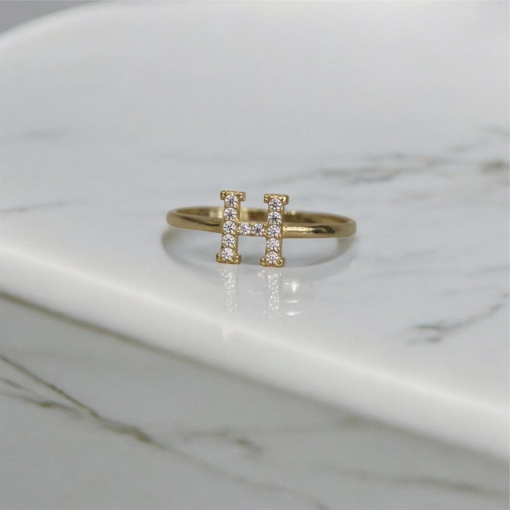 14K YG Letter H Ring / 1.36gr / Sz 7 1/4
