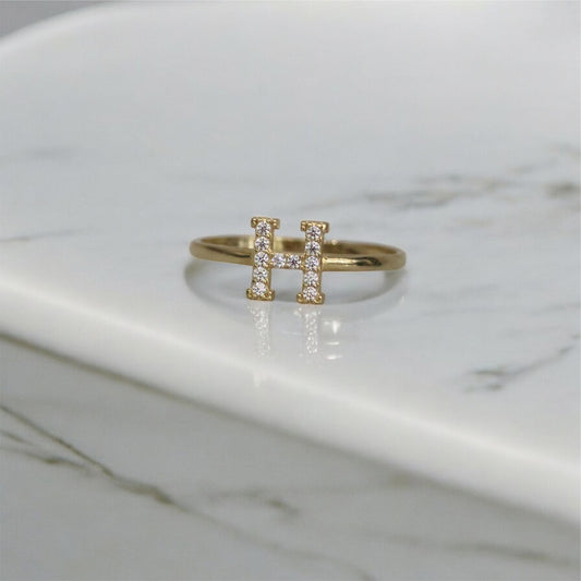 14K YG Letter H Ring / 1.36gr / Sz 7.5