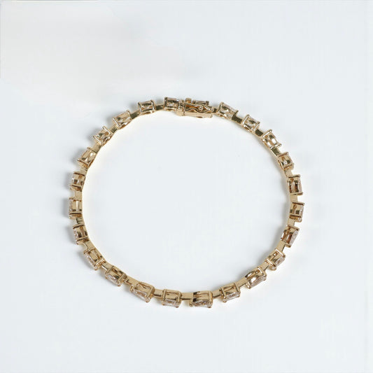 14K YG Diamond Luxury Oval-Pear Style Bracelet / 9.7gr / 3mm / 7in / D-6.27Ct