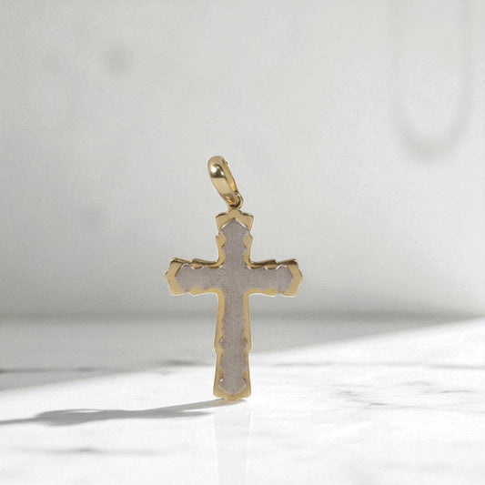 14K 2 Tone Cross Pendant / 4.88gr / 1.4in /