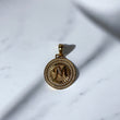 18K Yellow Gold Letter Medal M Pendant With Zircons / 4.6gr / 1.3in