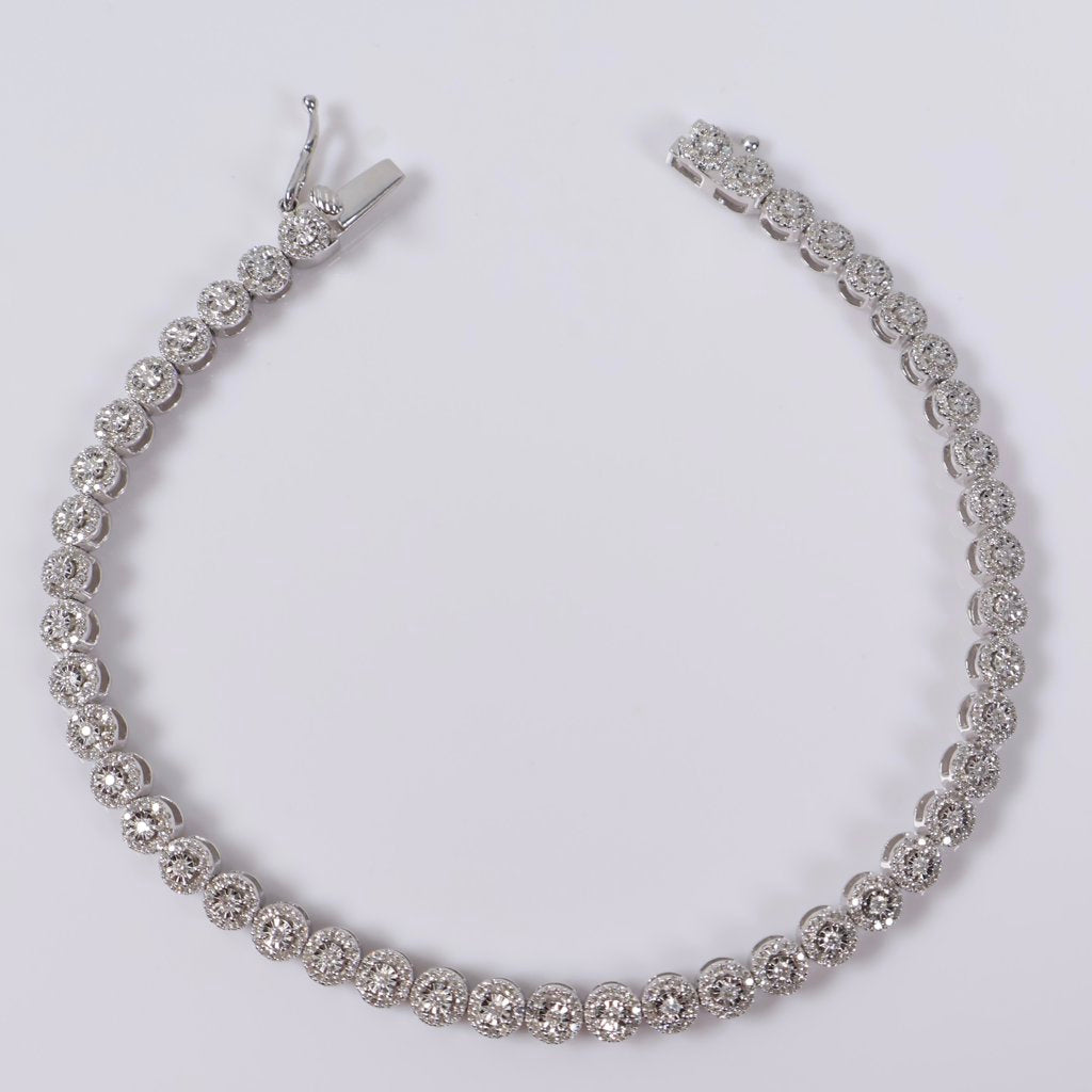 10K WG Diamond Round Tennis Bracelet / 9.7 / 4mm / 7.5in / 1.50Ct / VS2-SI / G-H