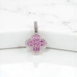 14K WG Diamond Clover With Pink Sapphire Pendant / 5.33gr / 1.1in / S-2.09Ct / D-0.60Ct