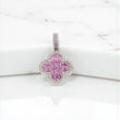 14K WG Diamond Clover With Pink Sapphire Pendant / 5.33gr / 1.1in / S-2.09Ct / D-0.60Ct