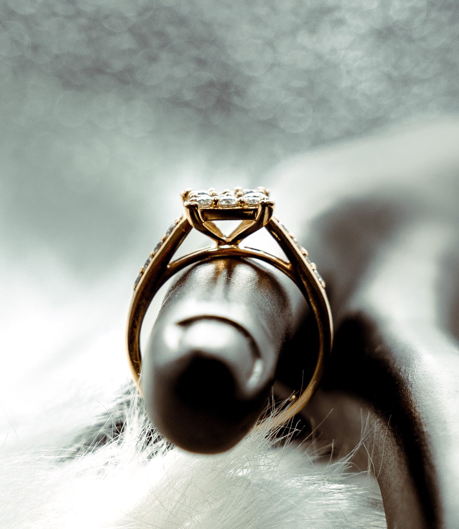 Princess Engagement Ring 10K Yellow Gold With Diamonds / 2.5gr / Size 7