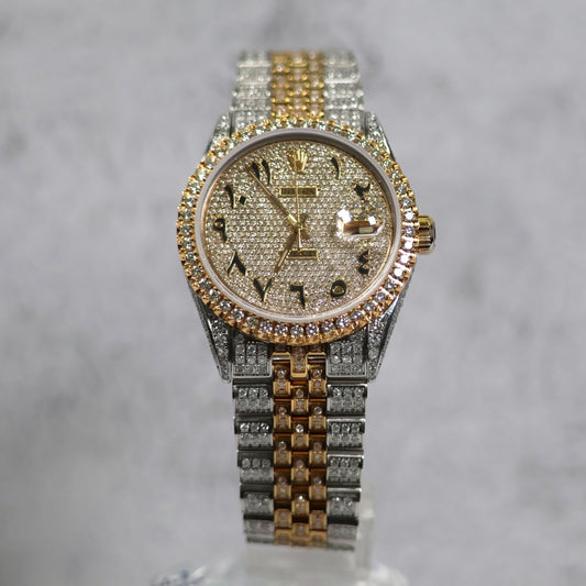 Bustdown Rolex 2 Tone Yellow Arabic Numbers Watch /  / 36mm