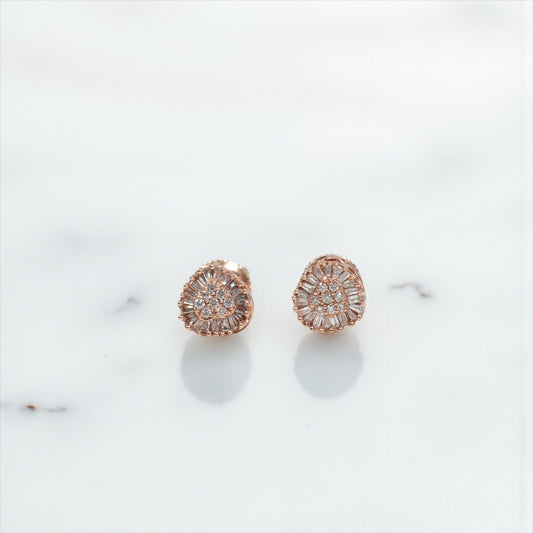 10K RG Diamond Little Heart Stud Earrings / 1.46gr / 7mm / D 0.33Ct