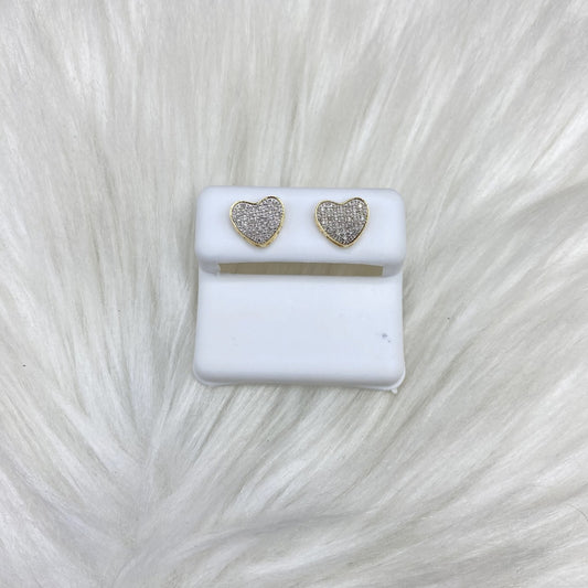 10K Yellow Gold Diamond Heart Stud Earrings 0.29Ct Dia / 1.28gr