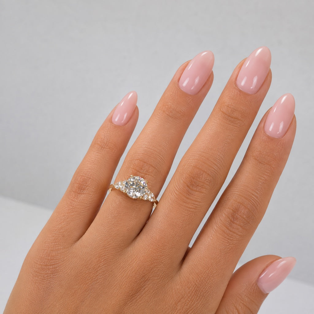 14K YG Lab Diamond Round Brilliant Engagement Ring / 3.42gr / Sz 6 3/4 / 2.46Ct Lab Dia / E / VS1