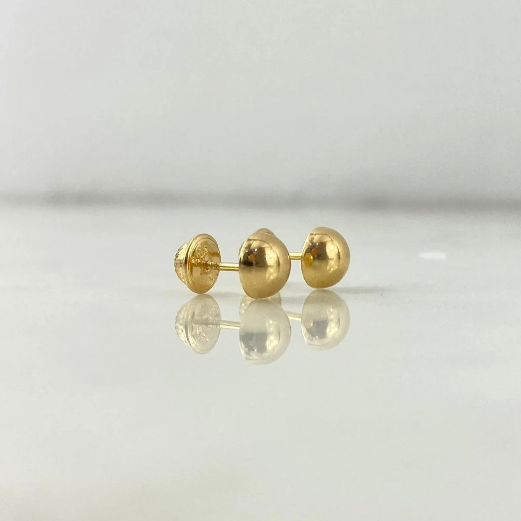 18K Yellow Gold Smooth Half Ball Stud Earrings / 0.6gr / 6mm