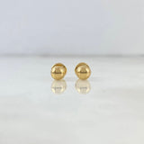 18K Yellow Gold Smooth Half Ball Stud Earrings / 0.6gr / 6mm