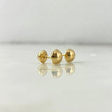 18K Yellow Gold Smooth Half Ball Stud Earrings / 0.6gr / 6mm