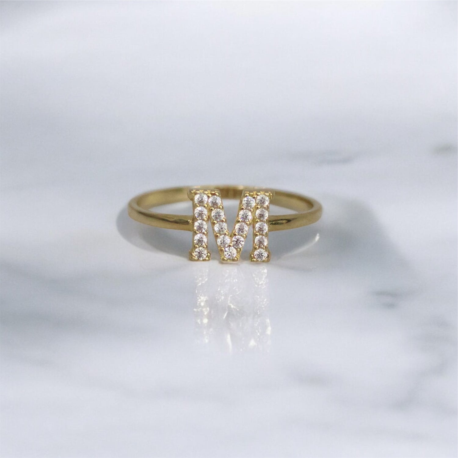 14K YG Letter M  Ring / 1.52gr / Sz 7.5