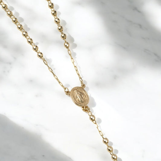 14K YG Rosary Chain / 14.59gr / 4mm / 27in /