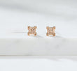 14K Yellow Gold Diamond Square Stud Earrings 1.50Ct / 3.4gr