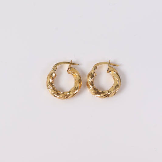 18K Yellow Gold Luxury Hoop Earrings / 1.38gr