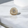 10K YG Luxury Round Rings / 9.55gr / Sz 9.5 / White Zircons