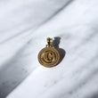18K Yellow Gold Letter Medal C Pendant With Zircons / 4.5gr / 1.3in