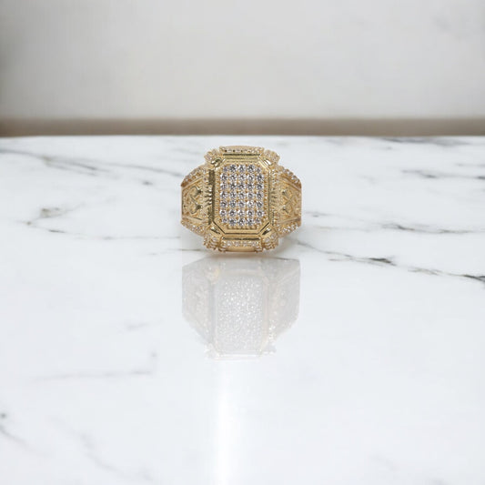10K YG Luxury Rectangle Rings / 8.34gr / Sz 11 / White Zircons