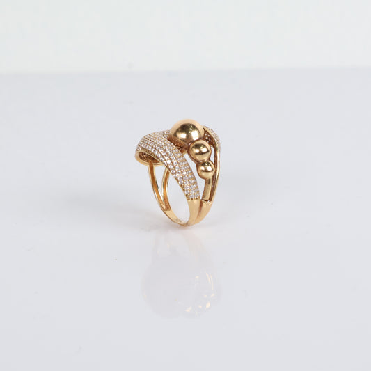 Women Ring 14K Yellow Gold With Diamonds / 5.6gr / Size 7