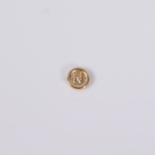 18K YG Letter N Textured Circle Ironwork / 0.2gr / 7mm /