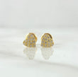 18K Yellow Gold Plane Heart Stud Earrings With Zircons / 0.92gr / 5mm