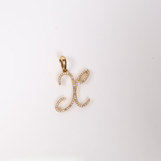 10K YG Diamond Letter X Pendant / 1.71gr / 0.7in / D-0.25Ct