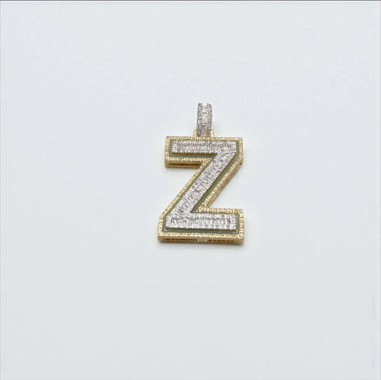 10K Yellow Gold Letter Z Pendant With Diamond 1.03Ct / 6gr