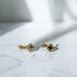 14K Yellow Gold Luxury Clover Stud Earrings With Zircons / 1.4gr