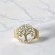 14K Yellow Gold Tree Ring With Zirconia / 2.6gr / Size 7