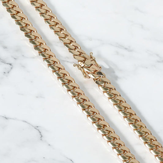 10K YG Cuban Links Chain / 131.5gr / 9mm / 24.5in /