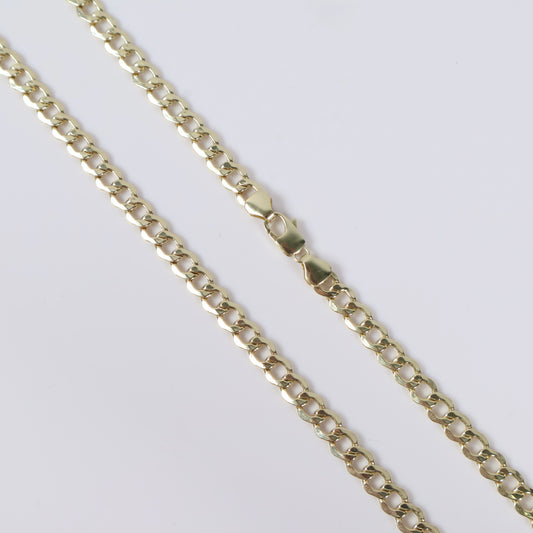 14K YG American Cuban Hallow Chain / 8.8gr / 5.4mm / 22in /