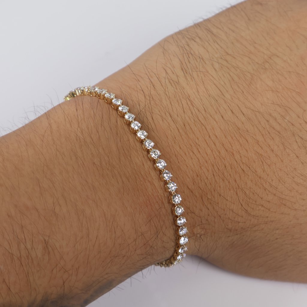 14K YG Lab Diamond Tennis Bracelet / 6.4gr / 3.5mm / 7in / 5.74Ct Lab / VS / F