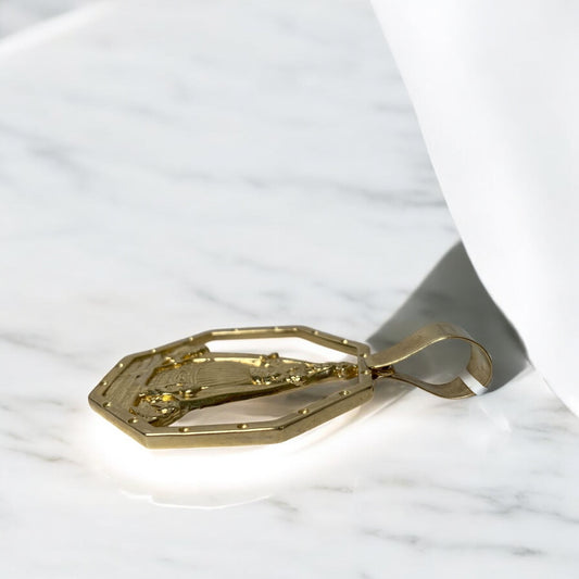 14K Yellow Gold Virgen De La Caridad Del Cobre Pendant / 7.8gr