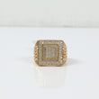 10K YG 0-10 Luxury Square Rings / 8.3gr / Sz 11.5 / White Zircons