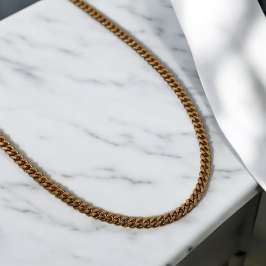 10K YG Micro Cuban Chain / 26.43gr / 4.2mm / 22in /