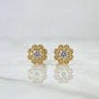18K Yellow Gold Flower Stud Earrings With Zircons / 1.25gr / 7mm