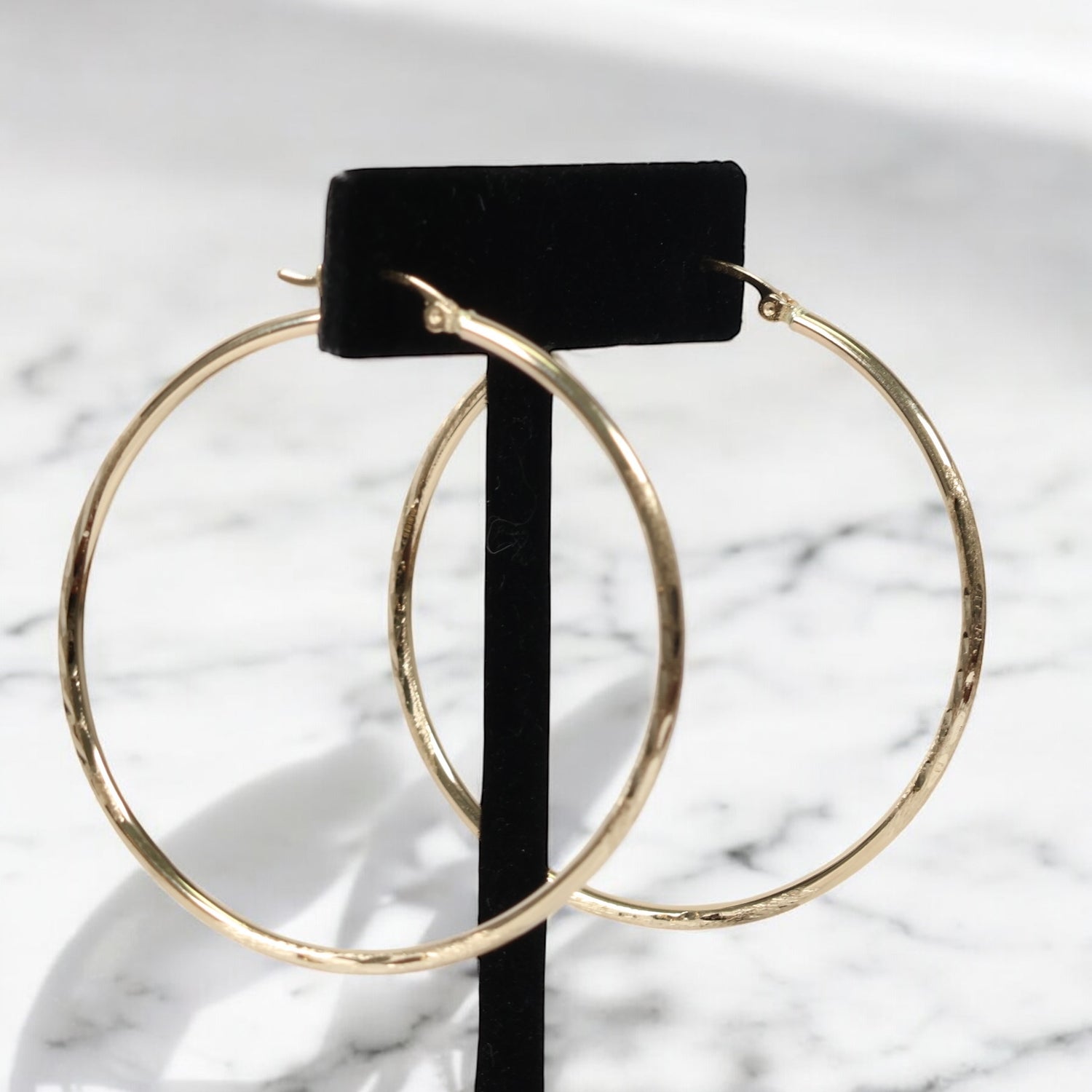 14K YG Luxury Hoop Earrings / 3.48gr / 2in /