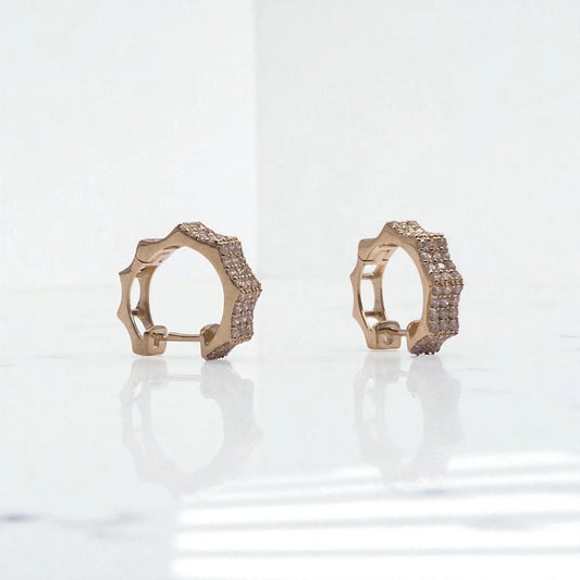 14K Yellow Gold Diamond Luxury Hoop Earrings 0.95Ct / 3gr