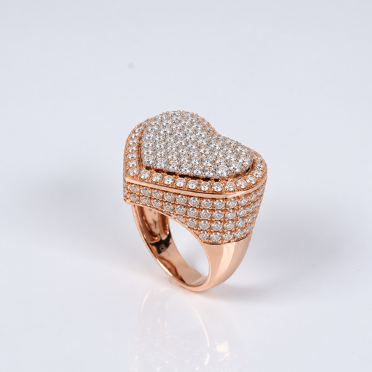 10K RG Diamond Heart Ring / 8.78gr / Sz 7 / 4.35Ct / VS2-SI / G-H