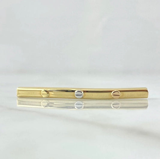 18K 3 Tone Cylinder Trio Of Nails Ironwork / 0.64gr / 1.5in /