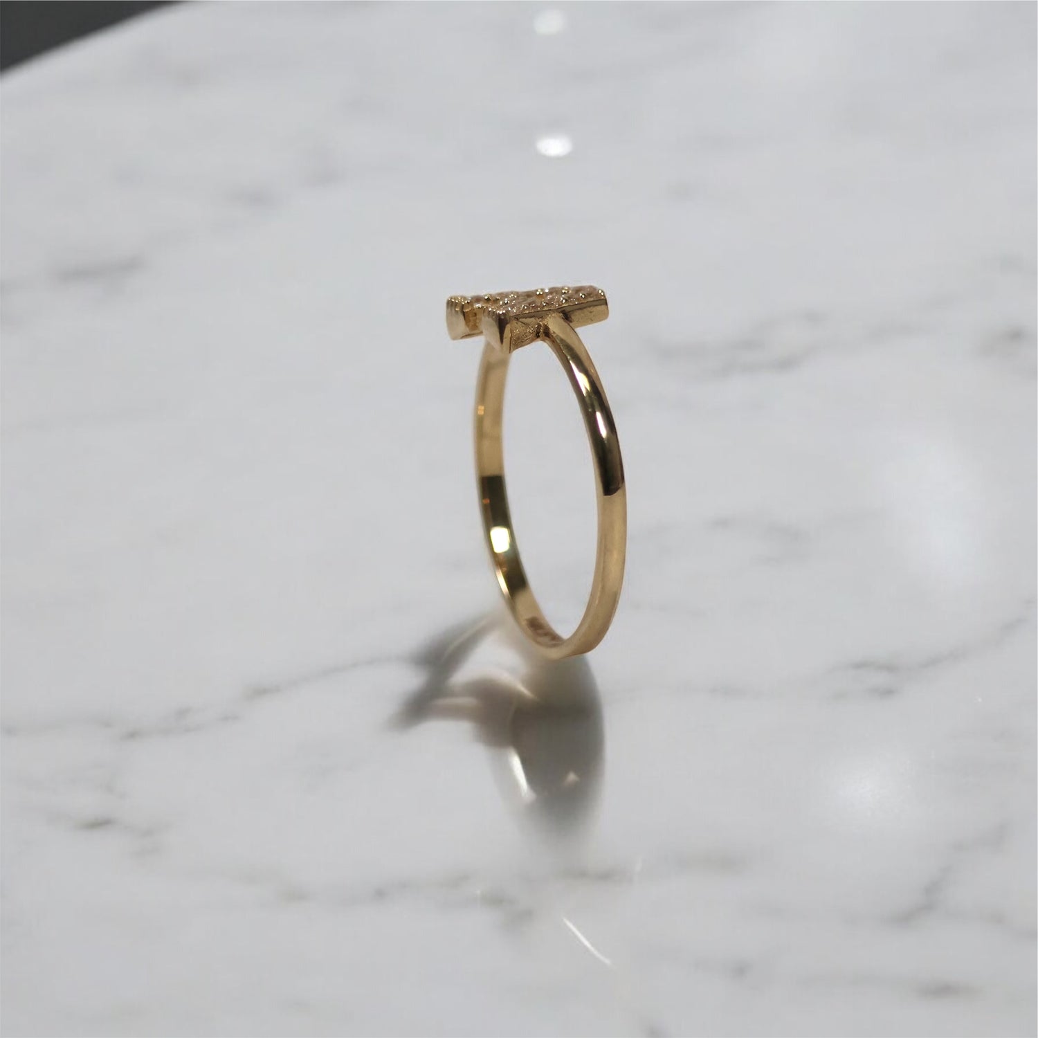 14K YG Letter A Ring / 1.38gr / Sz 7 1/4