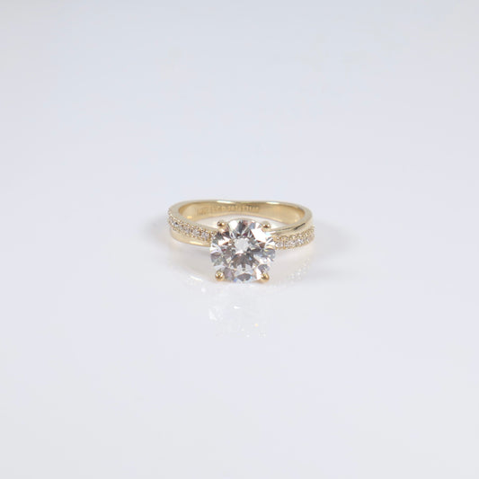 14K YG Lab Diamond Round Brilliant With Certificate Engagement Ring / 3.66gr / Sz 6.5 / 2.01Ct Lab Dia / F / VS1