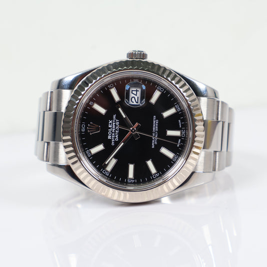 Rolex Datejust Black Index Oyster Band 116334 Naked Watch / 41mm /