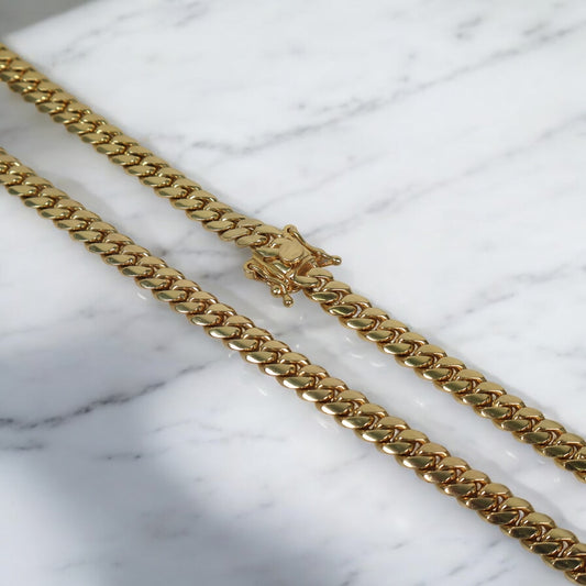 14K YG Cuban Links Chain / 125gr / 8mm / 24in /