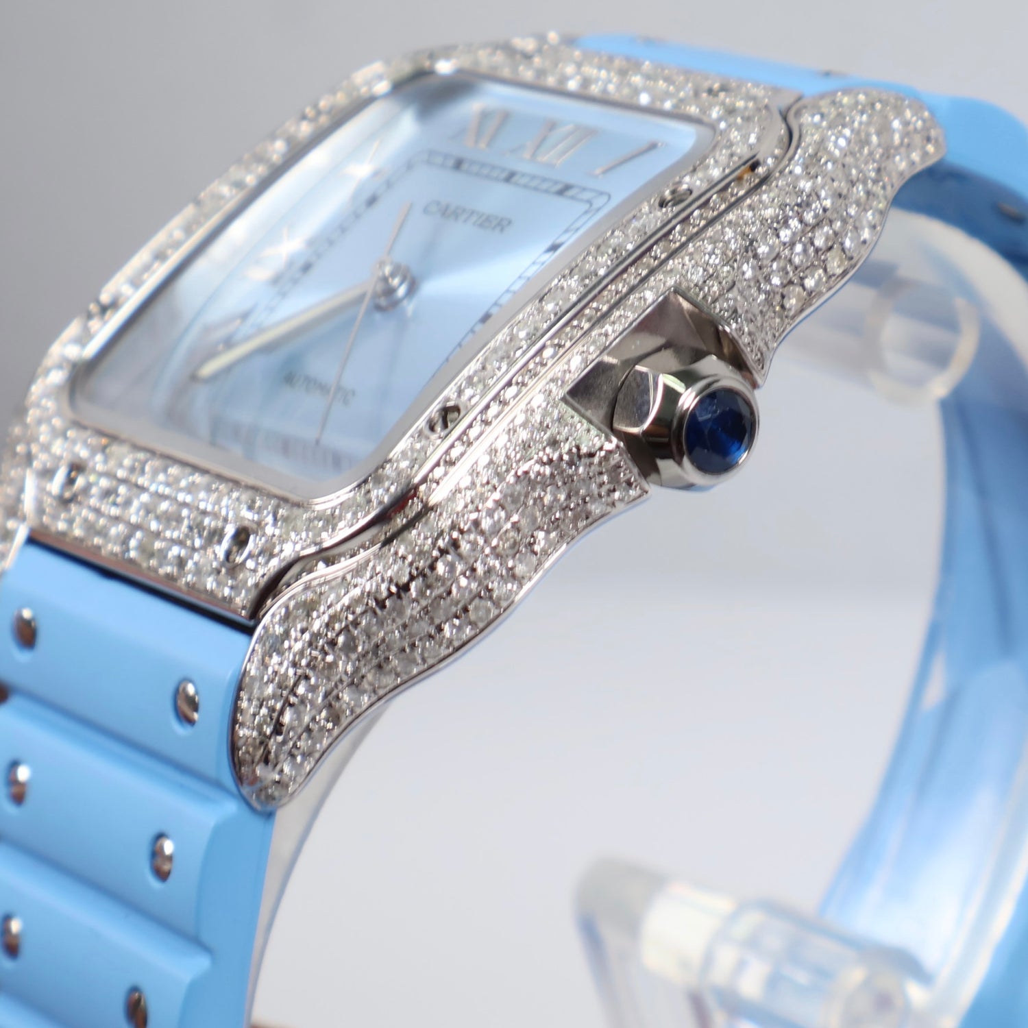 Cartier Santos Ice Blue - Bustdown Watch / XL /