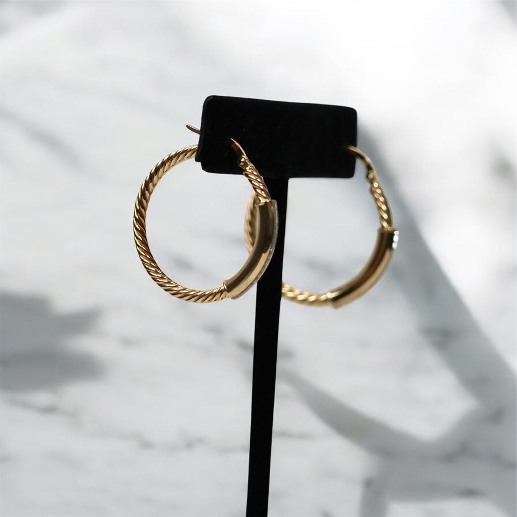 10K YG Luxury Hoop Earrings / 2.44gr / 1in
