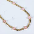 14K YG Monaco Cuban Link - Pink Clovers Chain / 28.4gr / 6mm / 18in /
